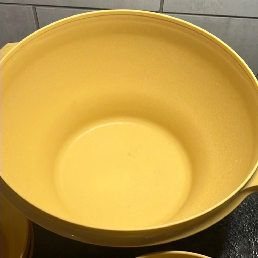Vintage Tupperware Servalier Salad bowl, 6 bowls, Serving Utensils, & cruet